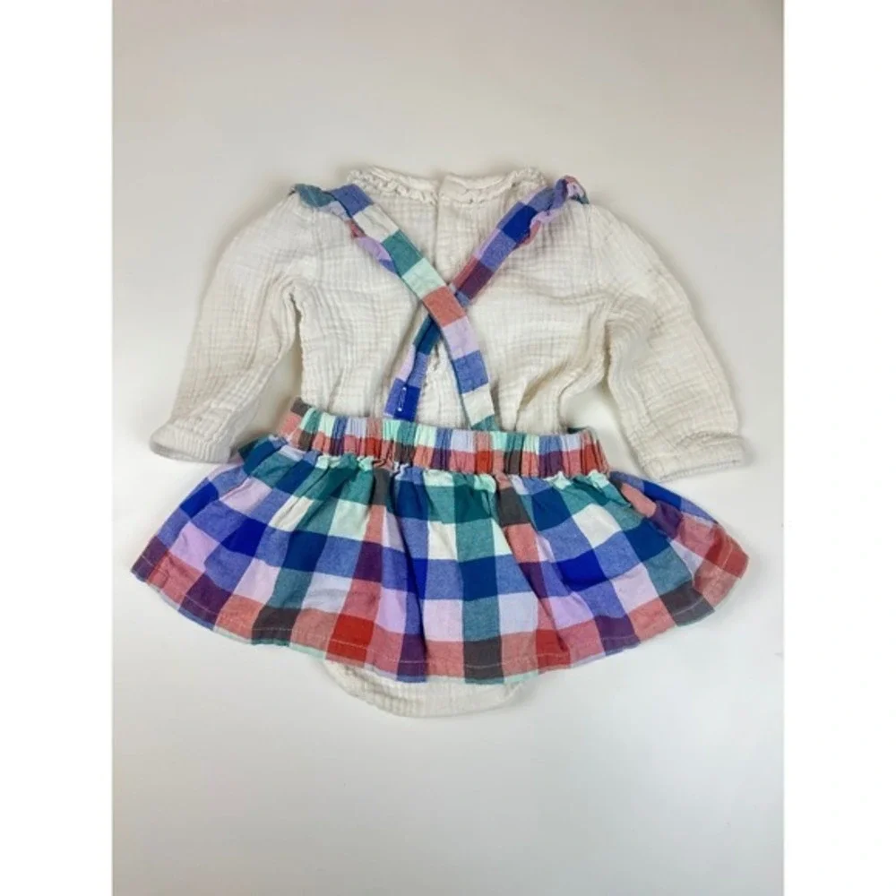 Cat‎ & Jack Plaid Suspender Skirt White Bodysuit Outfit 3-6m Fall Country